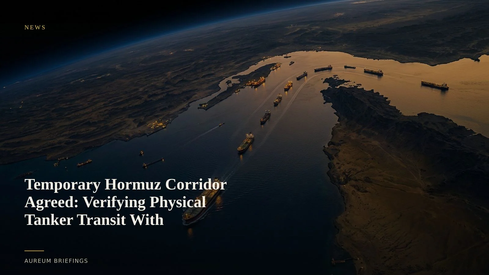 Temporary Hormuz Corridor: Satellite Radar Verifies Vessel Flows