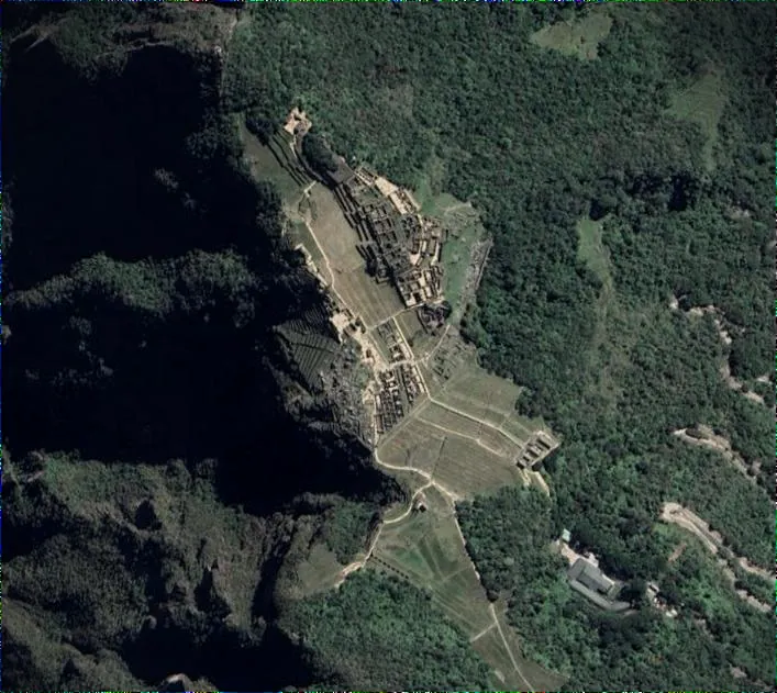 Archival satellite image of Machu Picchu